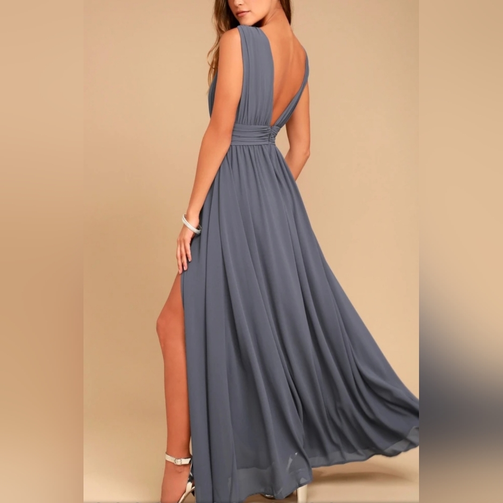 Lulus Heavenly Hues Denim Blue Maxi Dress New With Tags - Picture 2 of 10